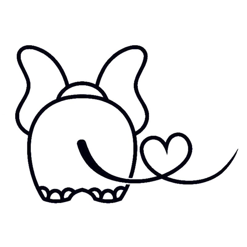 Funny Baby Elephant W/Hearty Tail Car Sticker - JUMBO EARS
